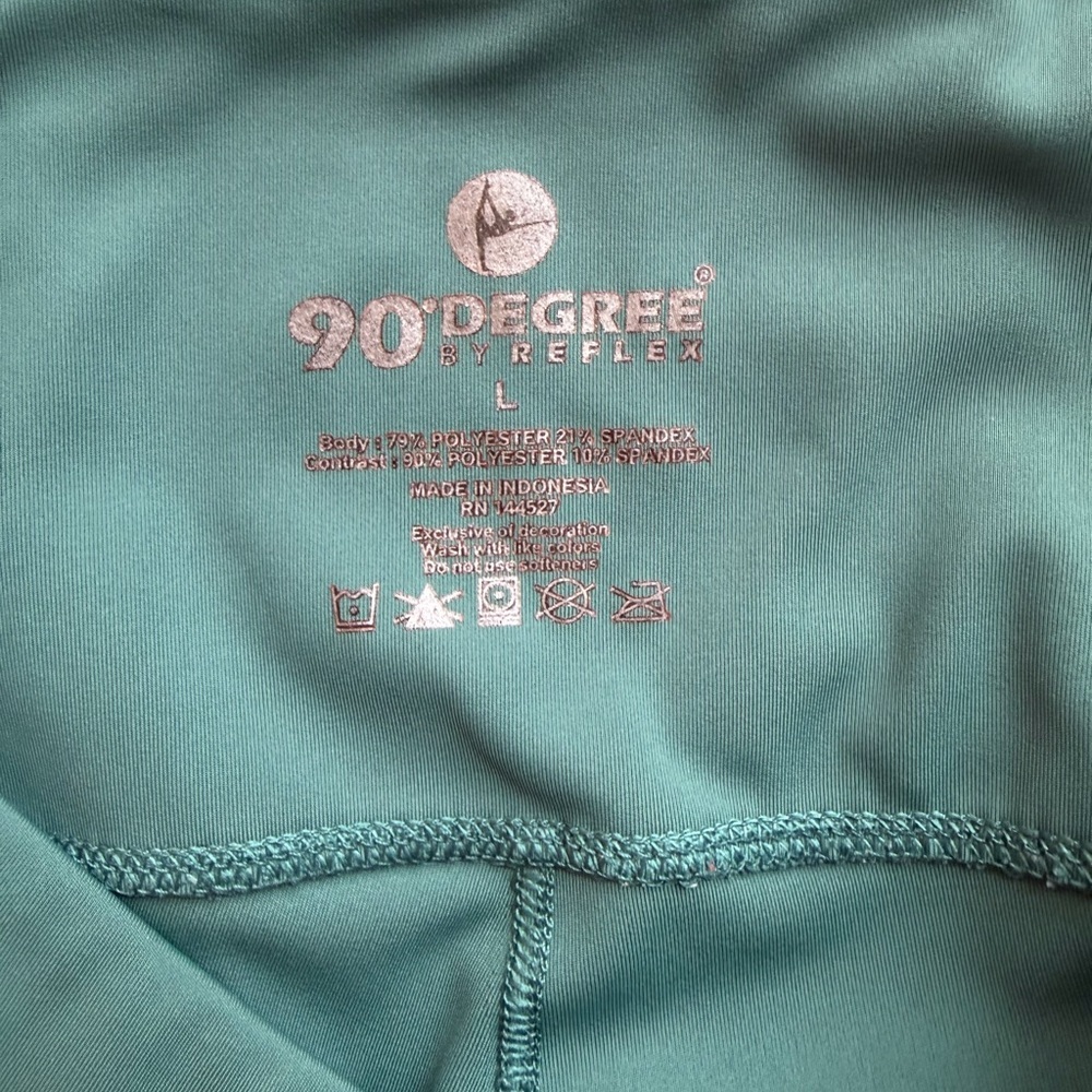90 Degree By Reflex Sea Green Leggings sz Large - Picture 3 of 5